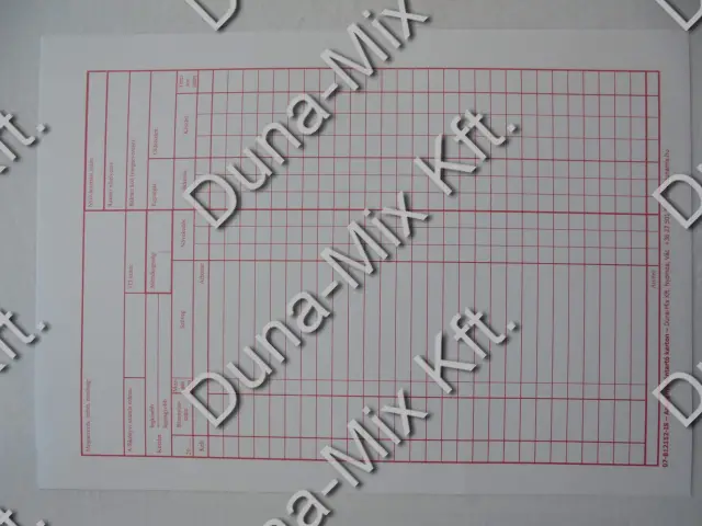 Anyagnyilvántartó karton
